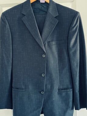 Vintage 90s Versace Classic Wool 2 Piece Suit Geometric Made Italy worn 2x